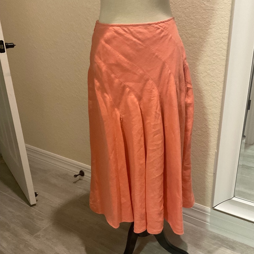 INC 100% Linen Skirt Melon Color Sz 4